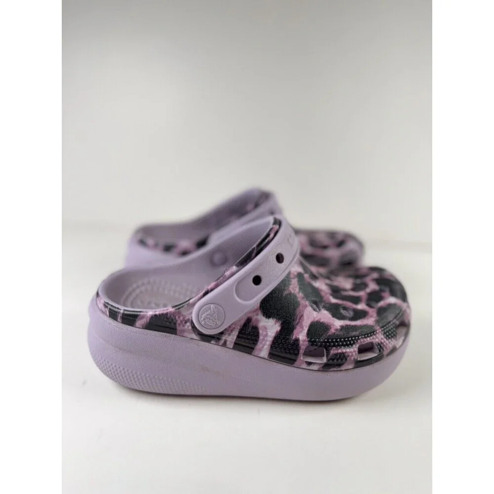 Crocs Kids Sandals Purple Classic Animal Cutie Clog Water Outdoor Casual Size 1